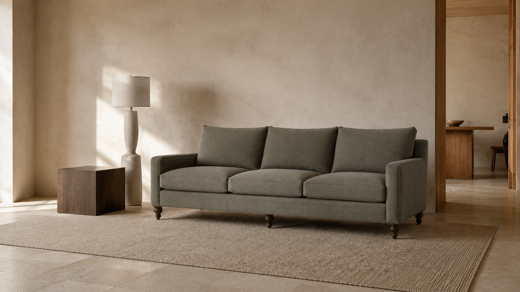 Hollis Sofa in a softly lit Tulsa interior